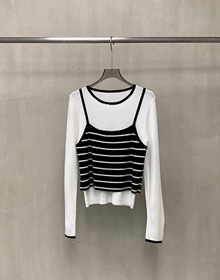 層次感撞色針織上衣