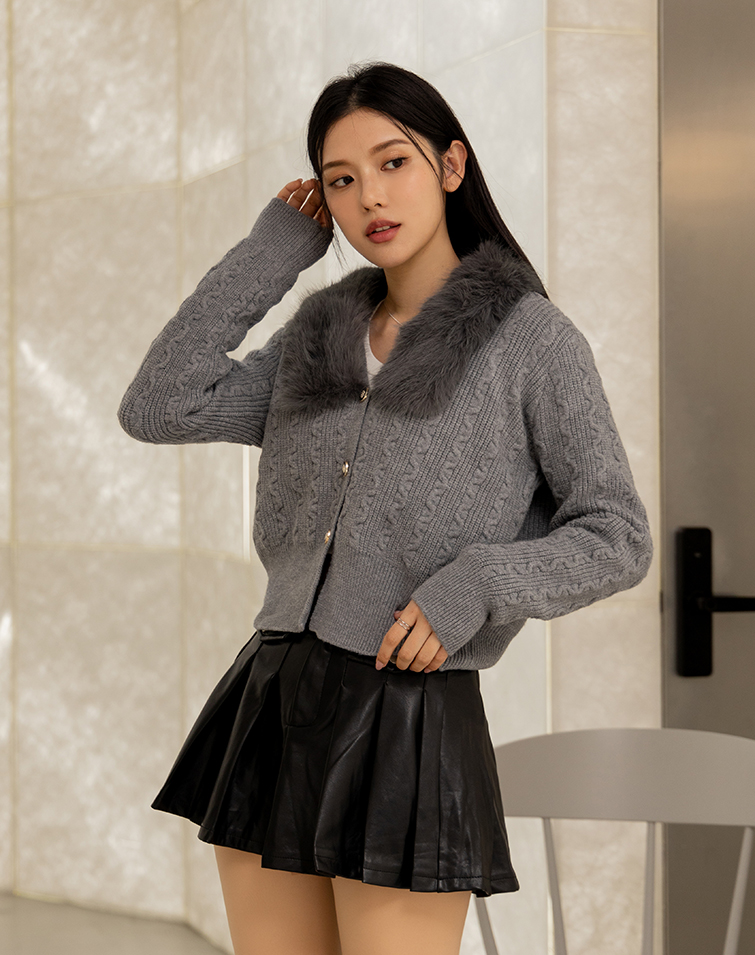 高雅雪絨領針織上衣