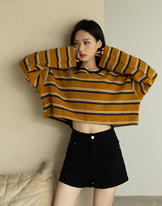 學院感混色條紋針織衫