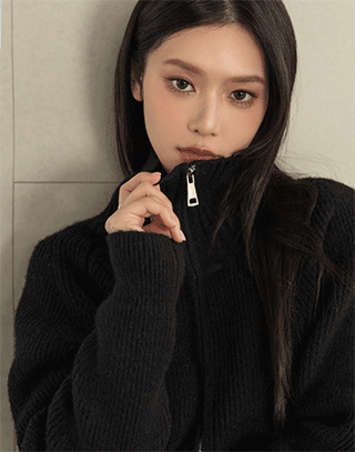 鬆弛感半拉鏈針織上衣