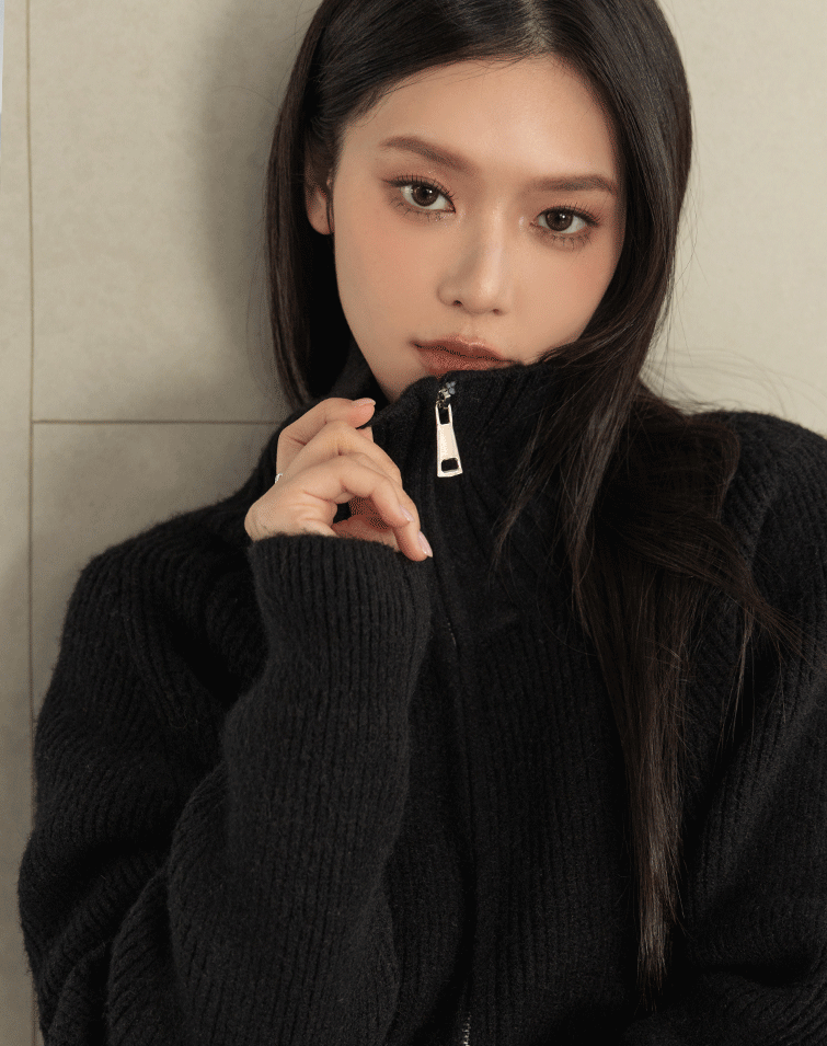 鬆弛感半拉鏈針織上衣