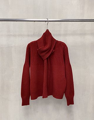 時髦混織圍脖針織上衣