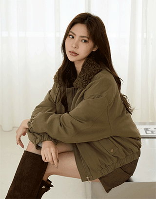 毛絨內裡收腰夾克外套