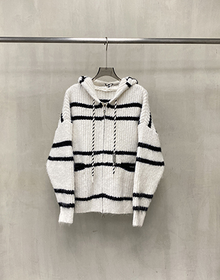 跳色條紋綿羊絨連帽外套