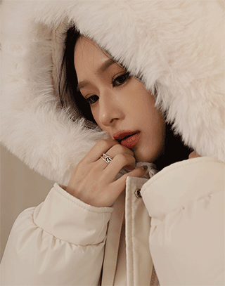 極暖冬日收腰連帽鋪棉外套