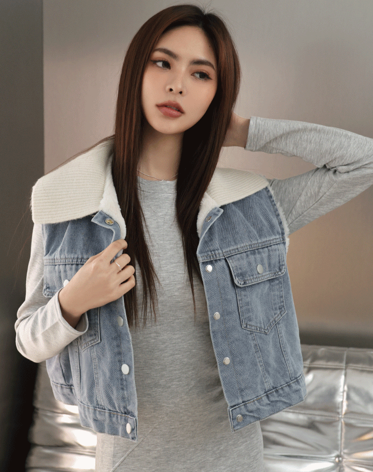 抗寒奶霜寶寶兩穿牛仔背心