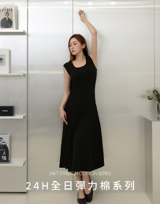 MIT小腹掰掰寬肩帶背心長洋裝