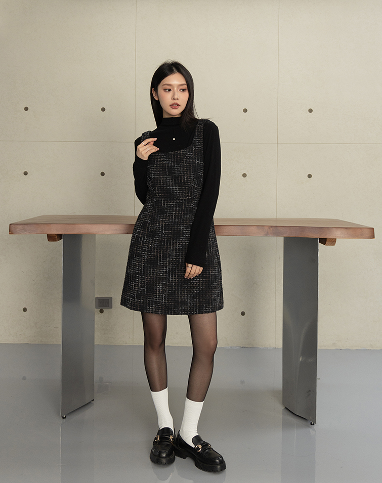 質感花呢混紗織紋洋裝