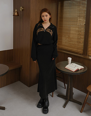 復古豹紋燈心絨套裝