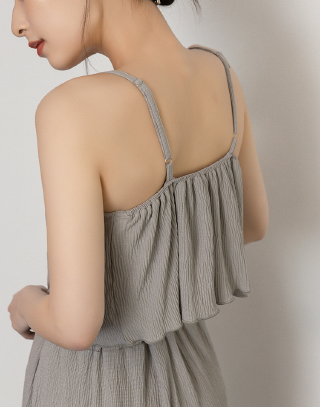 立體波紋木耳捲邊背心套裝