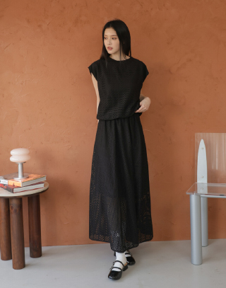 溫柔編織感長裙套裝