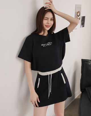 空氣棉跳色字母印花套裝