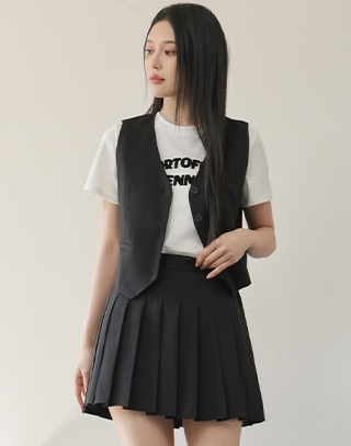 學院風百褶裙套裝