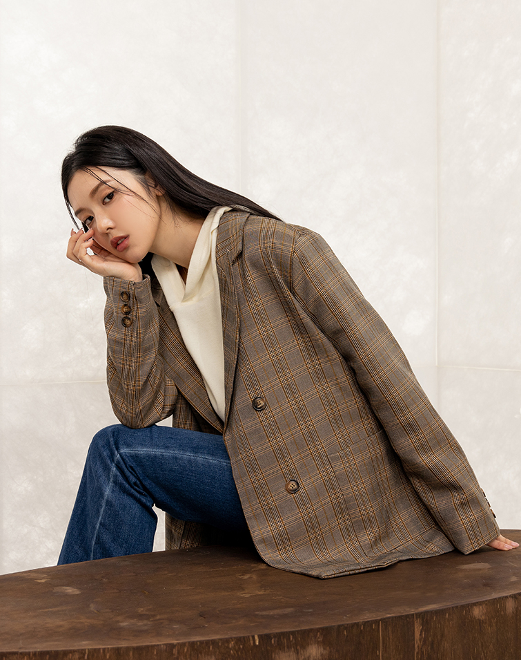 英倫風經典格紋西裝外套