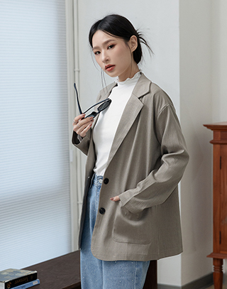 都會感長袖西裝外套