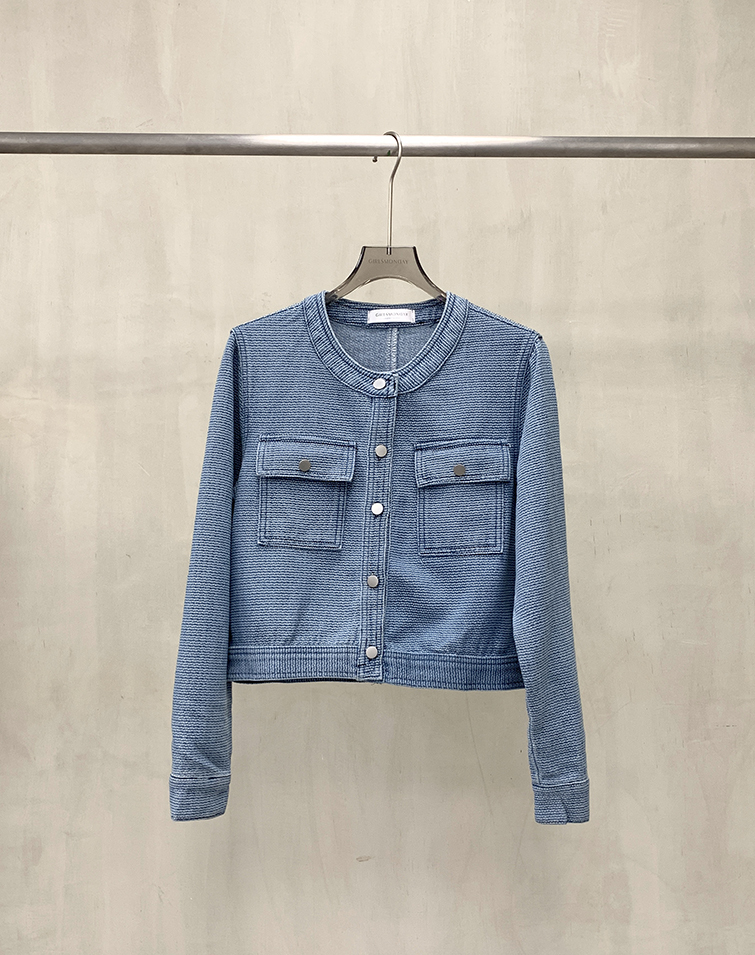 編織排釦無領外套