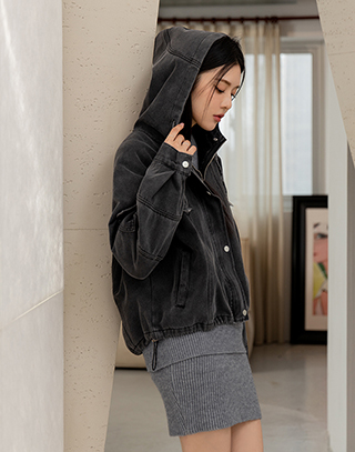 立體剪裁牛仔連帽外套