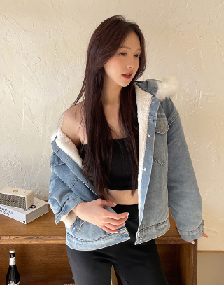 毛毛領休閒牛仔外套