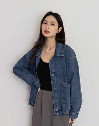 率性水洗雙口袋丹寧外套