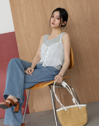 柔系輕雅兩件式泡泡背心