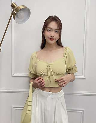 夢幻戀語澎澎袖綁帶上衣