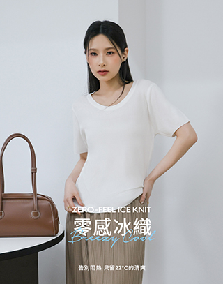 零感冰織圓領羅紋上衣