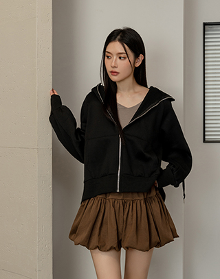 休閒素色內刷毛連帽外套