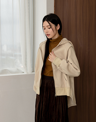 休閒素色內刷毛連帽外套