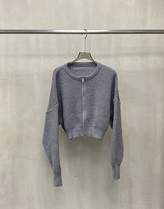 時髦粗針織拉鍊外套