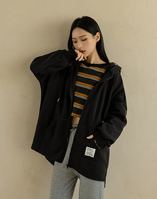 英文標語刷毛休閒連帽外套