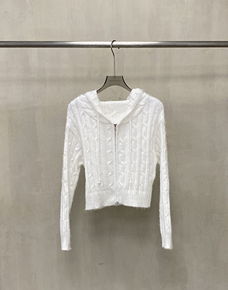 羊駝絨麻花針織外套