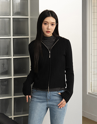 坑條織紋連帽長袖外套