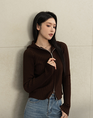 坑條織紋連帽長袖外套