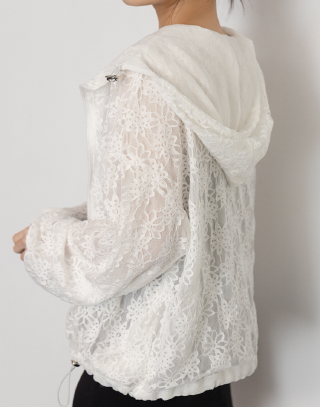 浪漫花語蕾絲雙穿連帽外套
