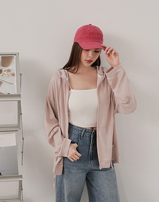 花紗色棉感連帽外套