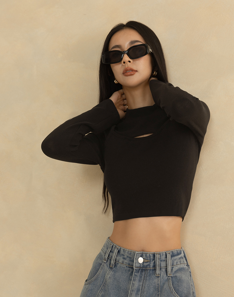 微辣小開口長袖上衣