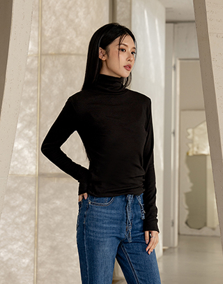 質感羅紋高領打底上衣