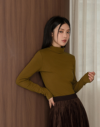 質感羅紋高領打底上衣