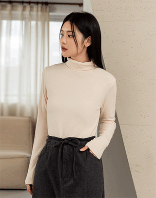 質感羅紋高領打底上衣