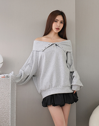 絲融慕絲棉壓釦翻領上衣