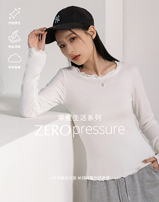 木耳邊圓領長袖上衣