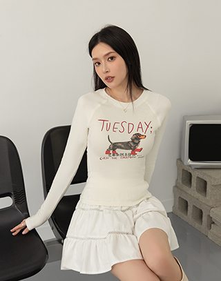 臘腸狗狗修身剪裁長袖上衣