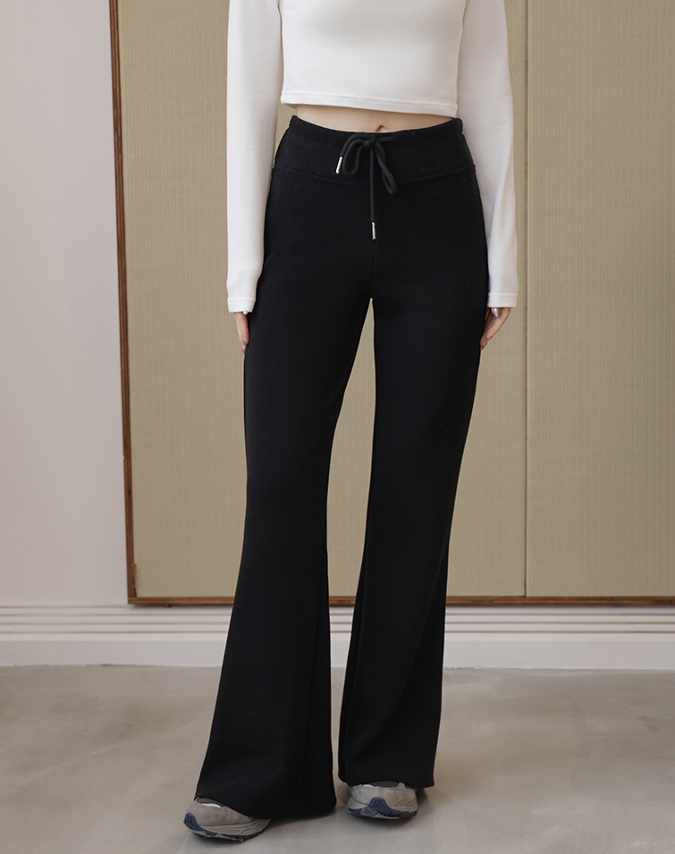 彈力修身混織綁繩長褲