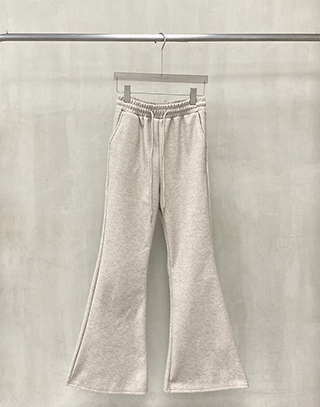 混織毛呢修身喇叭褲