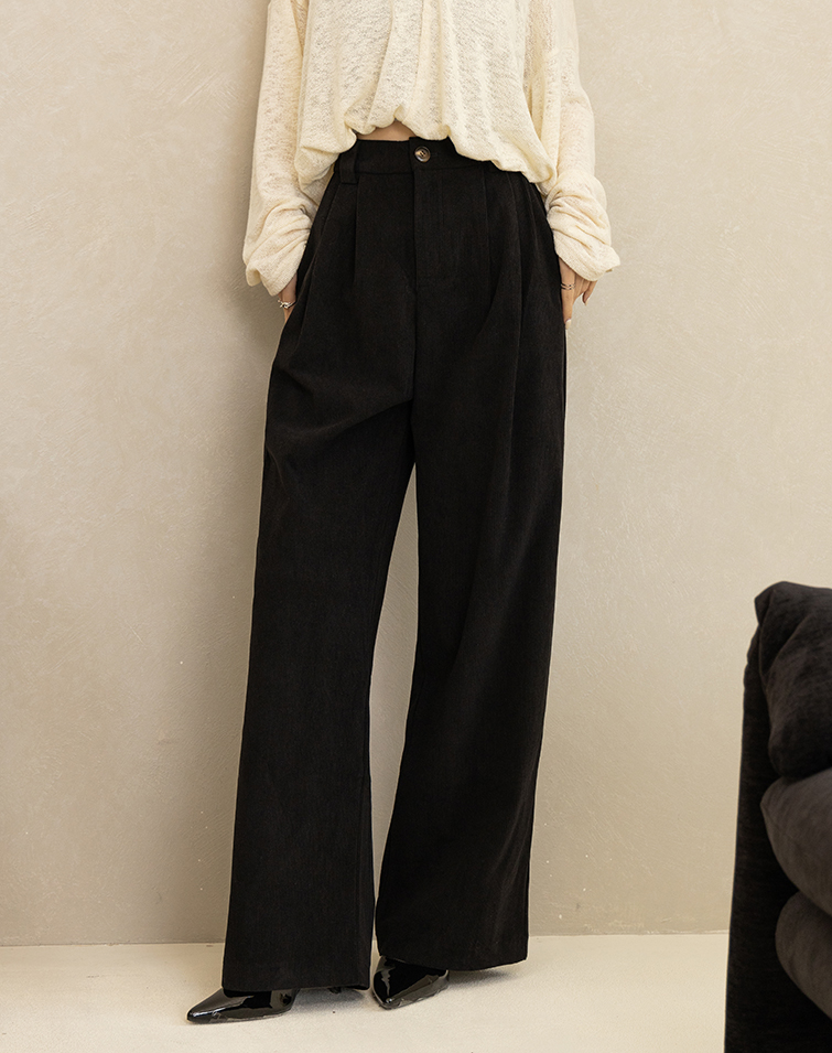燈芯絨坑紋直筒長褲