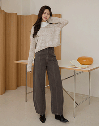 復古洗色牛仔彎刀褲