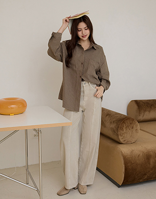 復古洗色牛仔彎刀褲