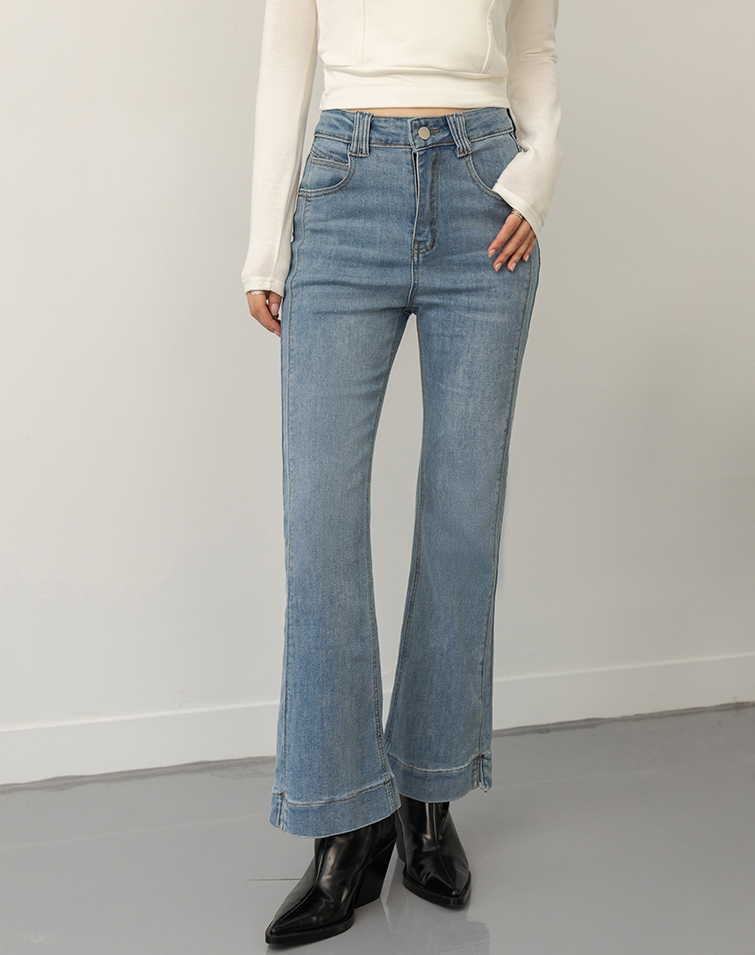 顯瘦裁線水洗牛仔褲