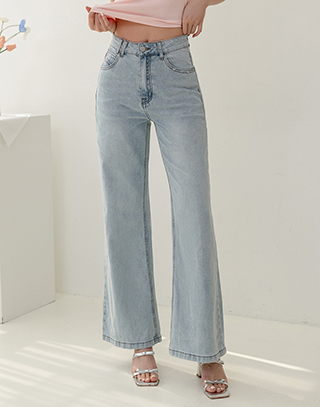 輕磅完美腰線刷白牛仔褲