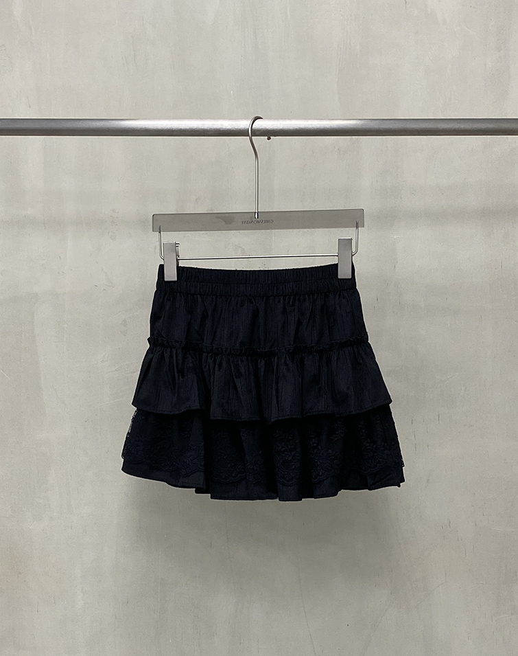 荷葉層疊蕾絲蛋糕裙